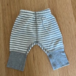 Hanna Andersson newborn joggers, grey and white striped, pre owned, size NB